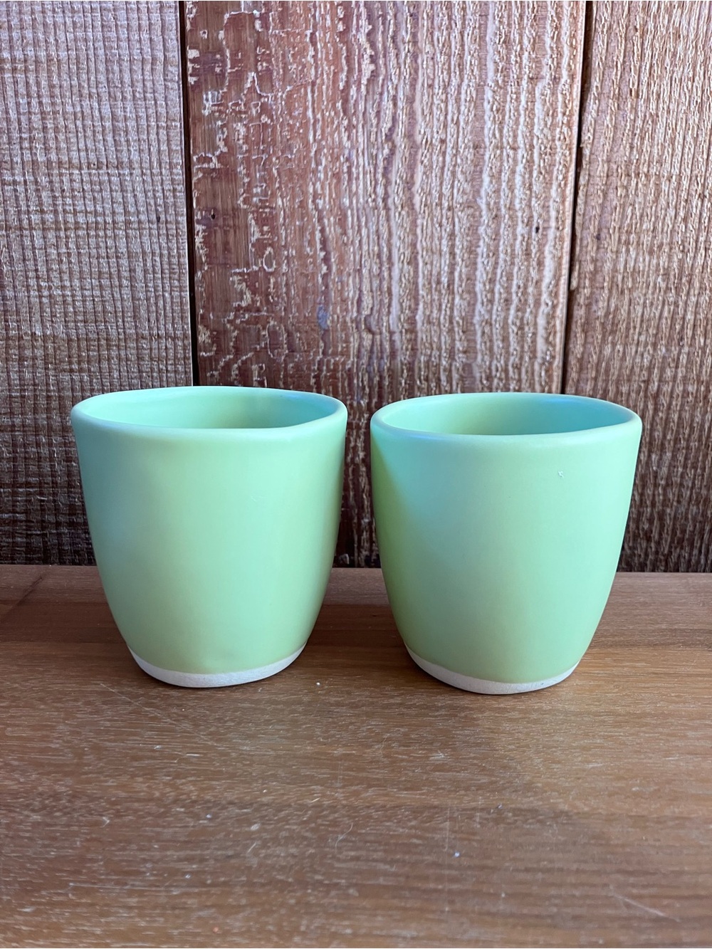 Luna Garcia Pottery Small Cups Tumblers  Line Green - Venice CA - Hard To Find